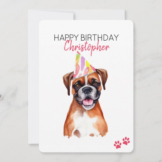 Carte Boxer Dog Personnalisé Joyeux Anniversaire (Devant)
