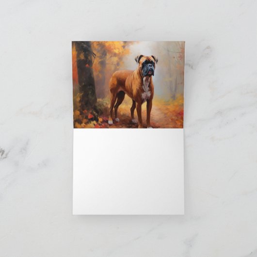 Carte Boxer en automne Feuilles automne Inspire (Intérieur)