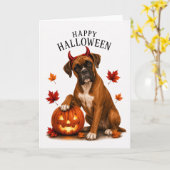 Carte Boxer Halloween Diable Chien (Fleur jaune)