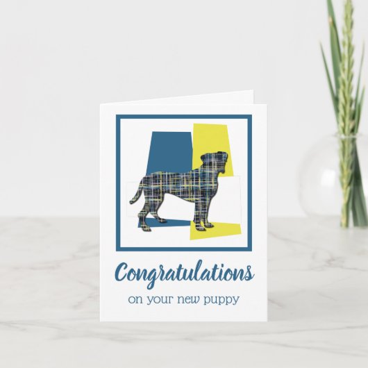 Carte Boxer Nouveau Chiot Félicitations Salutation (Devant)