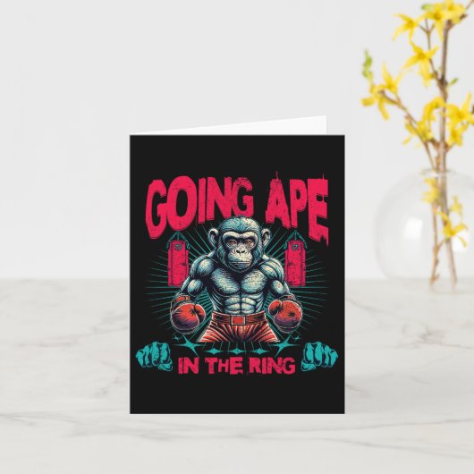 Carte Boxer Se Déplace Dans Le Singe De Boxe De Bague (Fleur jaune)