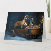 Carte Boxer Snowy Sleigh Décor de Noël (Devant)