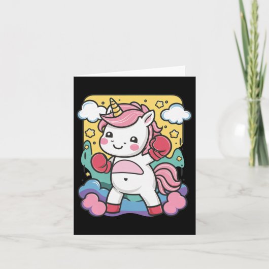 Carte Boxer Unicorne Avec Gants De Boxe Aime Boxer (Devant)