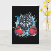 Carte Boxer Wolf With Boxing Gloves Kickboxing Funny Box (Fleur jaune)