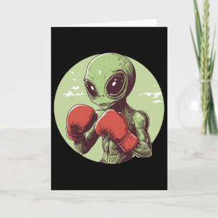 Carte Boxeur Alien Prêt à Se Battre Avec Des Gants
