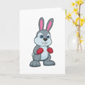 Carte Boxeur de lapin gants de boxe (Fleur jaune)
