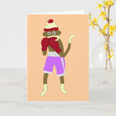 Carte Boxeur de singe de chaussette (Fleur jaune)