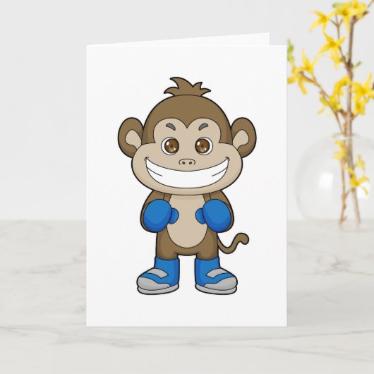 Carte Boxeur de singe gants de boxe (Fleur jaune)