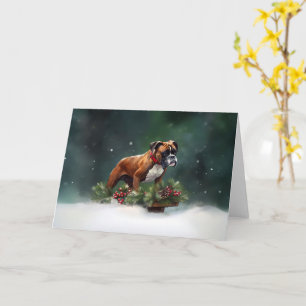 Carte Boxeur Noël neige hiver