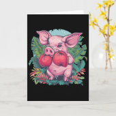 Carte Boxing Pig With Boxing Gloves Kickboxing Funny Box (Fleur jaune)