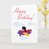 Carte Boy flying by plane (Fleur jaune)