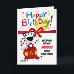 Carte Boy or Girl Cute Cartoon Cat 8th Birthday<br><div class="desc">Happy Birthday to one lucky little girl or boy who is turning eight years old today! Send your wishes for a fun celebration by personalizing this card with the child's name and let this fancy feline in yellow and red overalls send your message.</div>