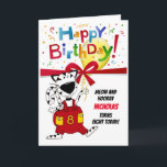 Carte Boy or Girl Cute Cartoon Cat 8th Birthday<br><div class="desc">Happy Birthday to one lucky little girl or boy who is turning eight years old today! Send your wishes for a fun celebration by personalizing this card with the child's name and let this fancy feline in yellow and red overalls send your message.</div>