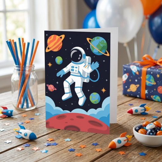 Carte Boy Outer Space Astronaut Birthday 