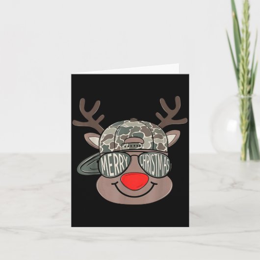 Carte Boy Reindeer Hat Camo Hat Merry Christmas Xmas Boy (Devant)