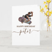 Carte Boy Skateboard Joyeux anniversaire (Fleur jaune)