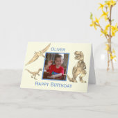 Carte Boys Anniversaire Dinosaures T Rex Ajouter Photo e (Fleur jaune)