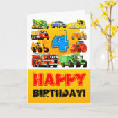 Carte Boy's Big Construction Truck 4e anniversaire (Fleur jaune)