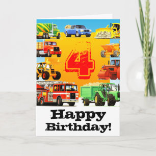 Carte Boy's Construction Truck 4e Joyeux anniversaire