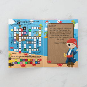 Carte Boys Pirate Captain Message secret Joyeux annivers
