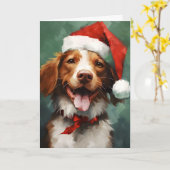 Carte Bracelet de Noël pour chien breton (Fleur jaune)