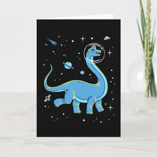 Carte Brachiosaurus Bleu Dinos Dans L'Espace (Devant)