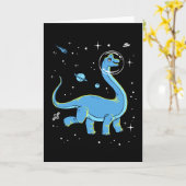 Carte Brachiosaurus Bleu Dinos Dans L'Espace (Fleur jaune)