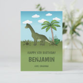 Carte Brachiosaurus Dinosaure Joyeux Anniversaire Tropic (Debout devant)