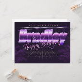 Carte Bradley Nom Prénom lila retro (Devant/Arrière en situation)