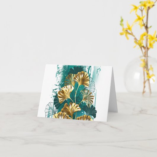 Carte Branch with Golden Leaves Ginko Biloba (Fleur jaune)