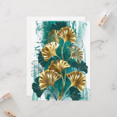 Carte Branch with Golden Leaves Ginko Biloba (Devant/Arrière en situation)