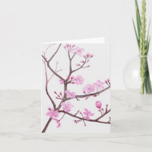Carte Branche arborescente fleurie de fleurs roses au pr