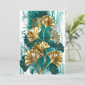 Carte Branche avec Feuilles d'or Ginko Biloba (Debout devant)
