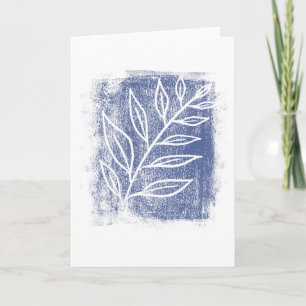 Carte Branche blanche sur dessin à l'aquarelle bleue