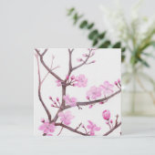Carte Branche d'arbre fleurissant avec des fleurs roses  (Debout devant)