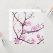 Carte Branche d'arbre fleurissant avec des fleurs roses  (Devant/Arrière en situation)