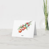 Carte Branche de pin avec Baubles de Noël élégants (Dos)