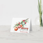 Carte Branche de pin avec Baubles de Noël élégants (Devant)