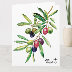 Carte Branche d'olive aquarelle