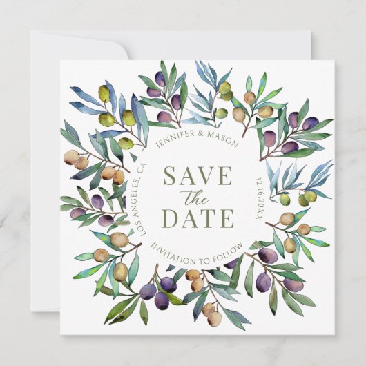 Carte Branche d'olivier Toscan Enregistrer l'invitation (Devant)