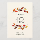 Carte Branches d'automne 5x7 Mariage Numéro de tableau (Dos)