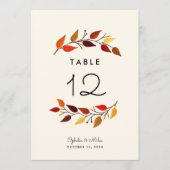 Carte Branches d'automne 5x7 Mariage Numéro de tableau (Devant)