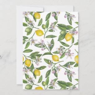 Carte Branches de citron avec fleurs et fruits sur blanc