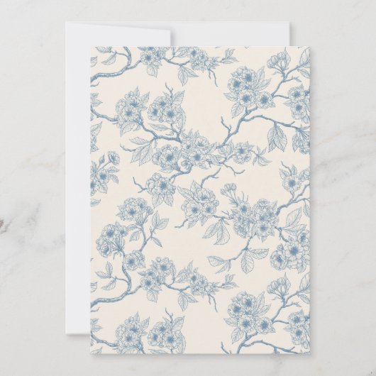 Carte Branches de fleurs de cerisier en bleu et blanc ca (Devant)