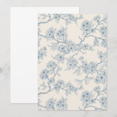 Carte Branches de fleurs de cerisier en bleu et blanc ca (Devant / Derrière)