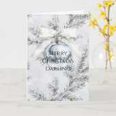 Carte Branches de Noël de l'ornement d'argent blanc Bow (Fleur jaune)