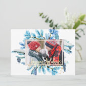 Carte Branches de pin bleu Photo Joyeux Noël (Debout devant)