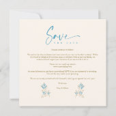 Carte Branches Mariage Tendance Bleu Enregistrer la Date (Dos)