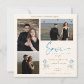 Carte Branches Mariage Tendance Bleu Enregistrer la Date (Devant)