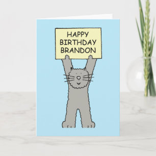 Carte Brandon Happy Birthday Cartoon Cat